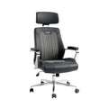 **Chaise de Bureau Ergonomique en Cuir Noir avec Dossier Réglable et Accoudoirs**