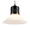 **Suspension lumineuse moderne en métal noir et verre blanc**